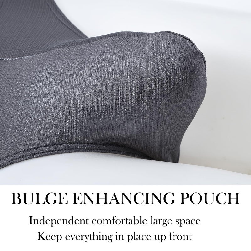 ZONBAILON Mens Sexy Bulge Enhancing Briefs Underwear Low Rise Ice Silk Big Ball Pouch Underpants Grey M - Image 3